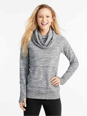 LL Bean|  Gray Striped Cowl-Neck Women's Sweatshirt